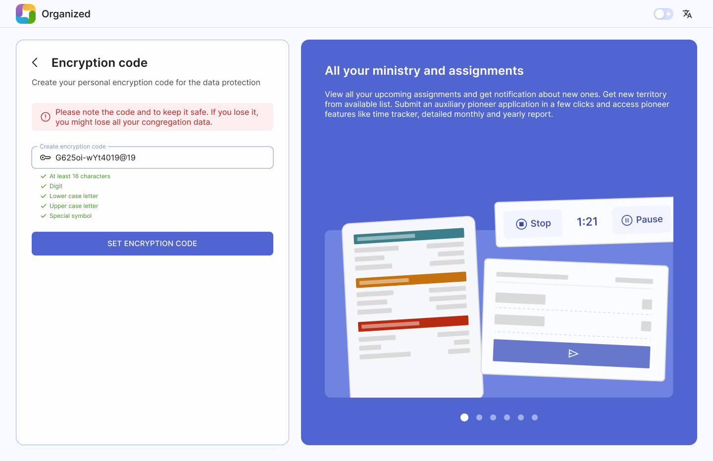 Congregation encryption code